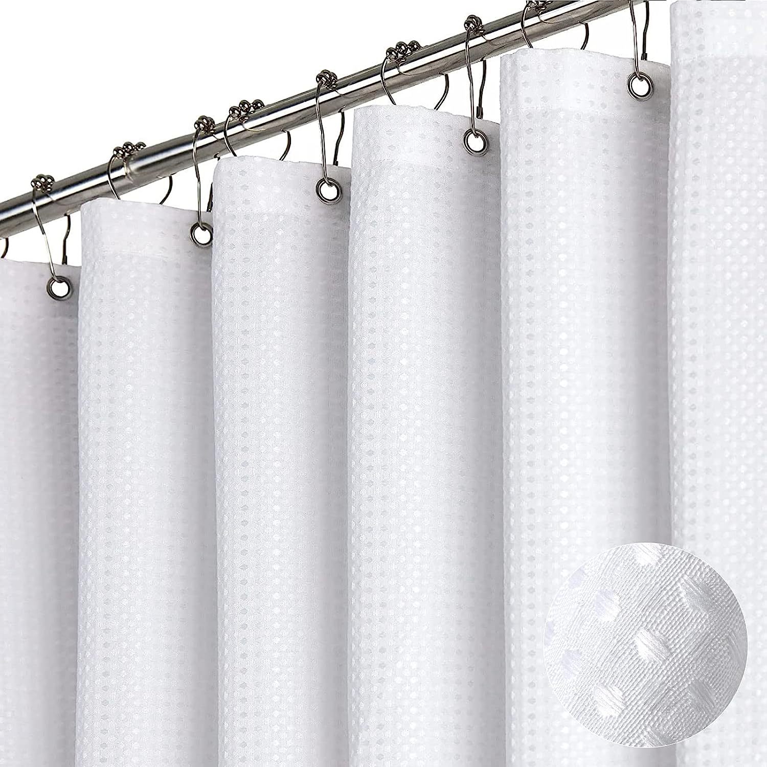 Shower Curtain - Waffle Shower Curtain - 180 x 200 cm - White Shower Curtain - Textured Fabric - Bathroom Shower Curtain - Waterproof - Machine Washable Shower Curtain - Waffle Shower Curtain - 180 x 200 cm - White Shower Curtain - Textured Fabric - Bathroom Shower Curtain - Waterproof - Machine Washable
