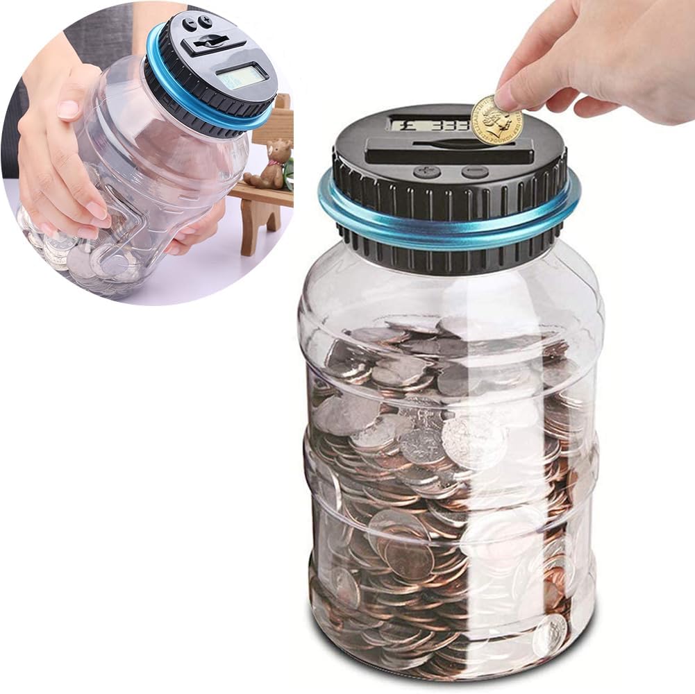 Digital piggy bank UK Coin counter - Large transparent piggy bank with LCD screen - piggy bank as a gift for kids and adults (large size) Digital piggy bank UK Coin counter - Large transparent piggy bank with LCD screen - piggy bank as a gift for kids and adults (large size)