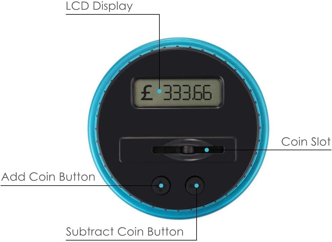 Digital piggy bank UK Coin counter - Large transparent piggy bank with LCD screen - piggy bank as a gift for kids and adults (large size)