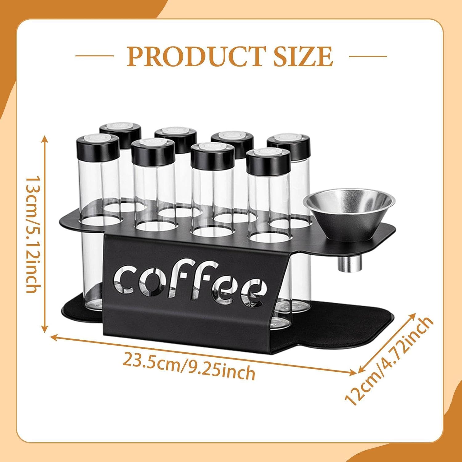 Coffee Bean Storage Containers - 8-pack Glass Jars for Storing Coffee Beans - Transparent Storage Containers