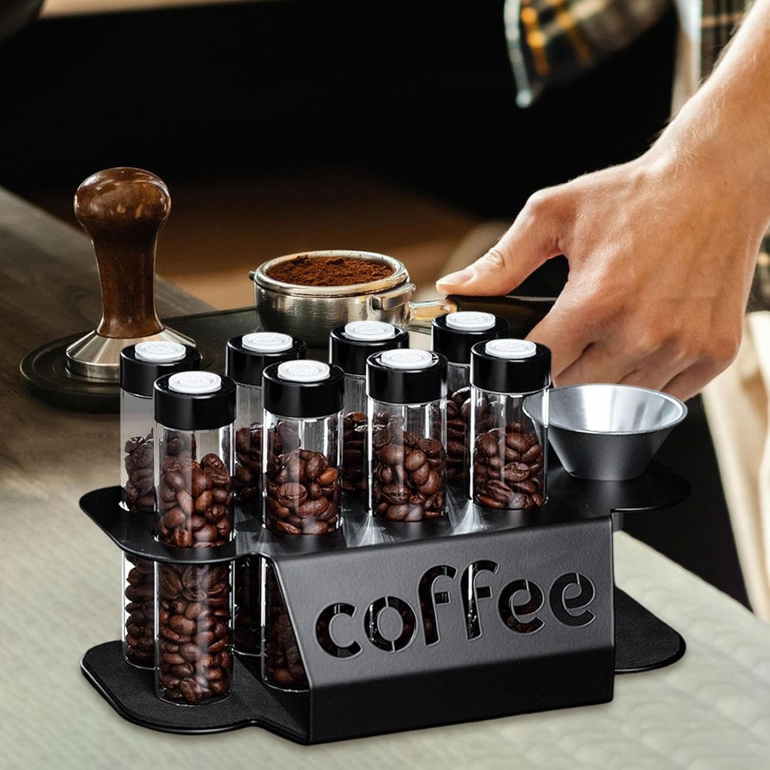 Coffee Bean Storage Containers - 8-pack Glass Jars for Storing Coffee Beans - Transparent Storage Containers