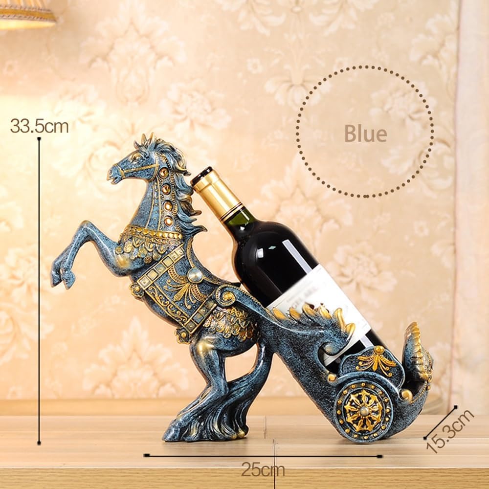 Wine rack standard - High table standard for wine accessories for one bottle - Wine rack in the shape of a resin horse - Kitchen decoration