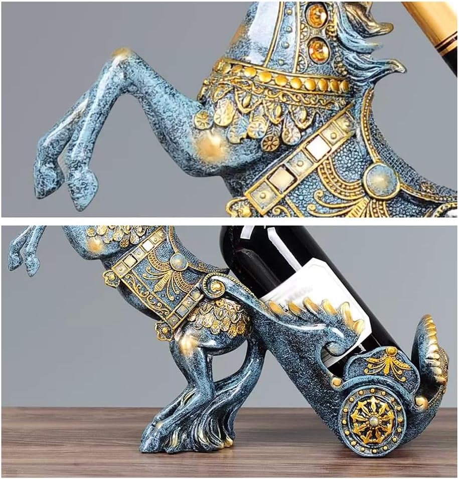 Wine rack standard - High table standard for wine accessories for one bottle - Wine rack in the shape of a resin horse - Kitchen decoration