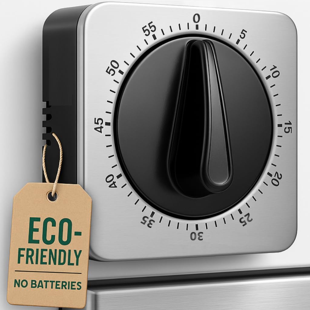 Kitchen Timer - Mechanical Egg Timer - Battery-Free - 100% Mechanical Kitchen Clock - Stainless Steel Housing - Kitchen Clock - Stopwatch - Countdown Reminder - Magnetic Kitchen Clock - Egg Timer (grey) Kitchen Timer - Mechanical Egg Timer - Battery-Free - 100% Mechanical Kitchen Clock - Stainless Steel Housing - Kitchen Clock - Stopwatch - Countdown Reminder - Magnetic Kitchen Clock - Egg Timer (grey)