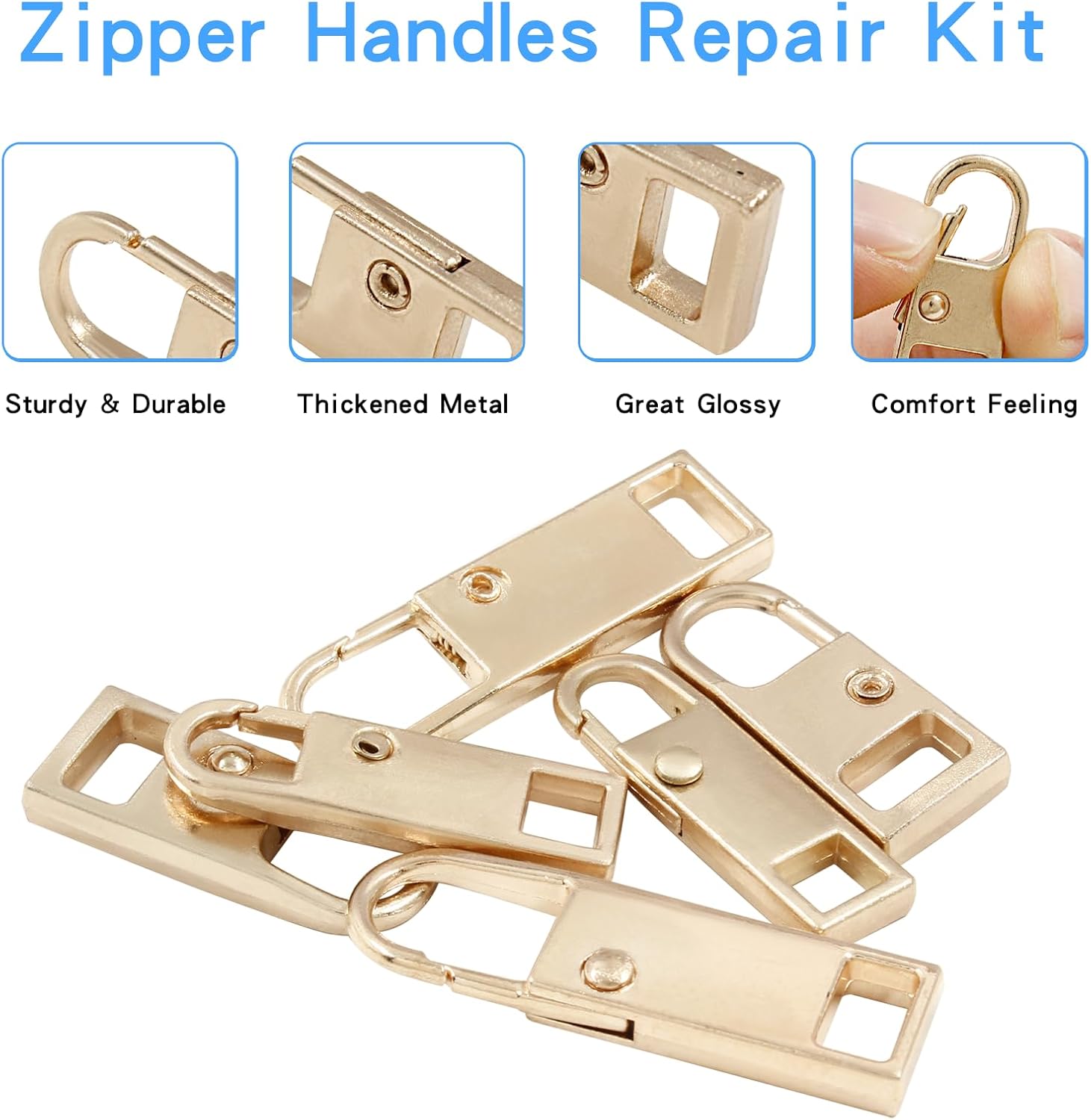 Biaungdo 6 Pcs Zipper Pull Replacement
