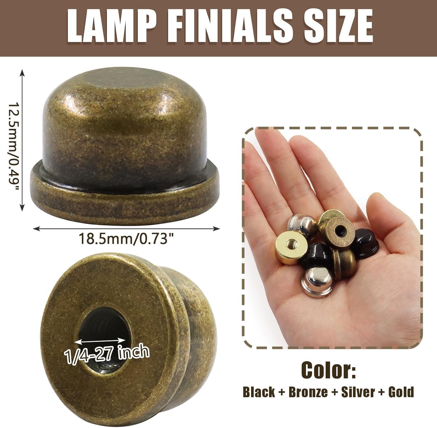 Biaungdo 8 Pack Metal Lamp Finial Cap Knob