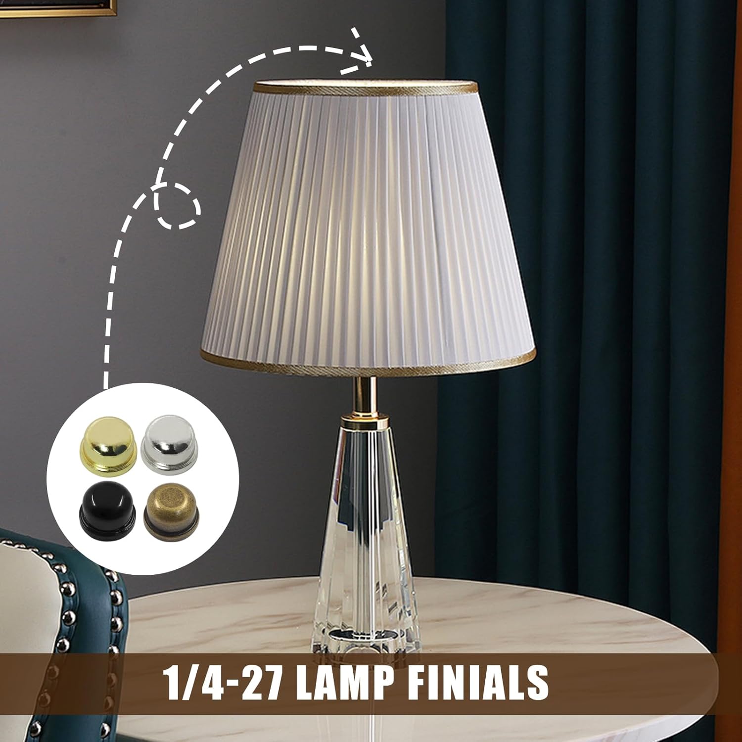 Biaungdo 8 Pack Metal Lamp Finial Cap Knob