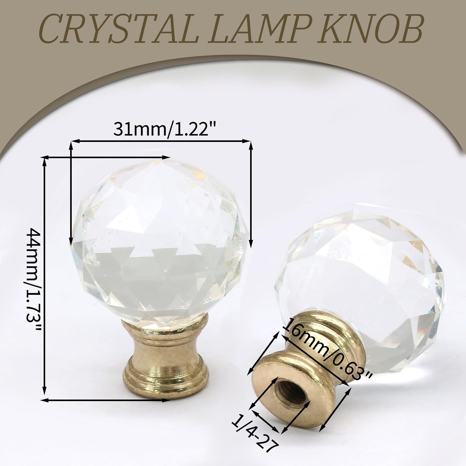 Biaungdo 2 Pack Crystal Lamp Finial