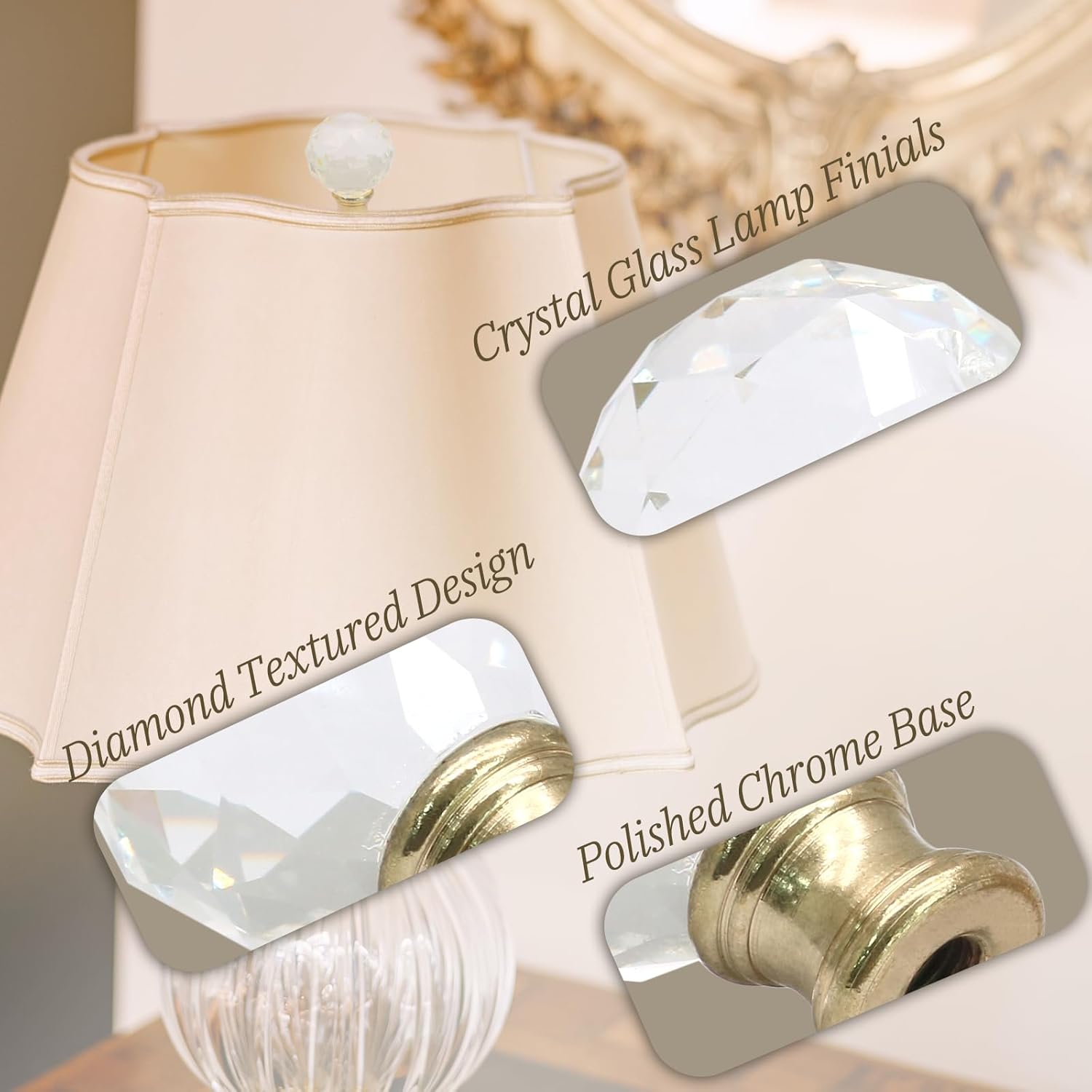 Biaungdo 2 Pack Crystal Lamp Finial
