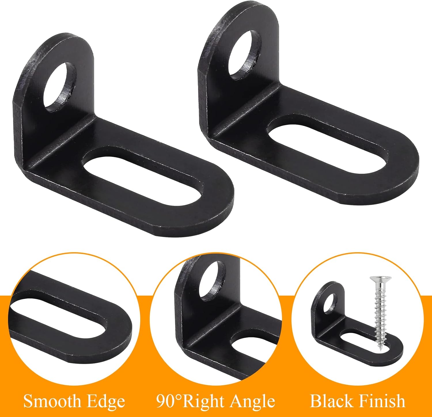 Biaungdo 18x18x33mm/0.7"x0.7"x1.3" Adjustable Right Angle Brackets L-Shape Corner Brace Support Black- (30 Pcs)