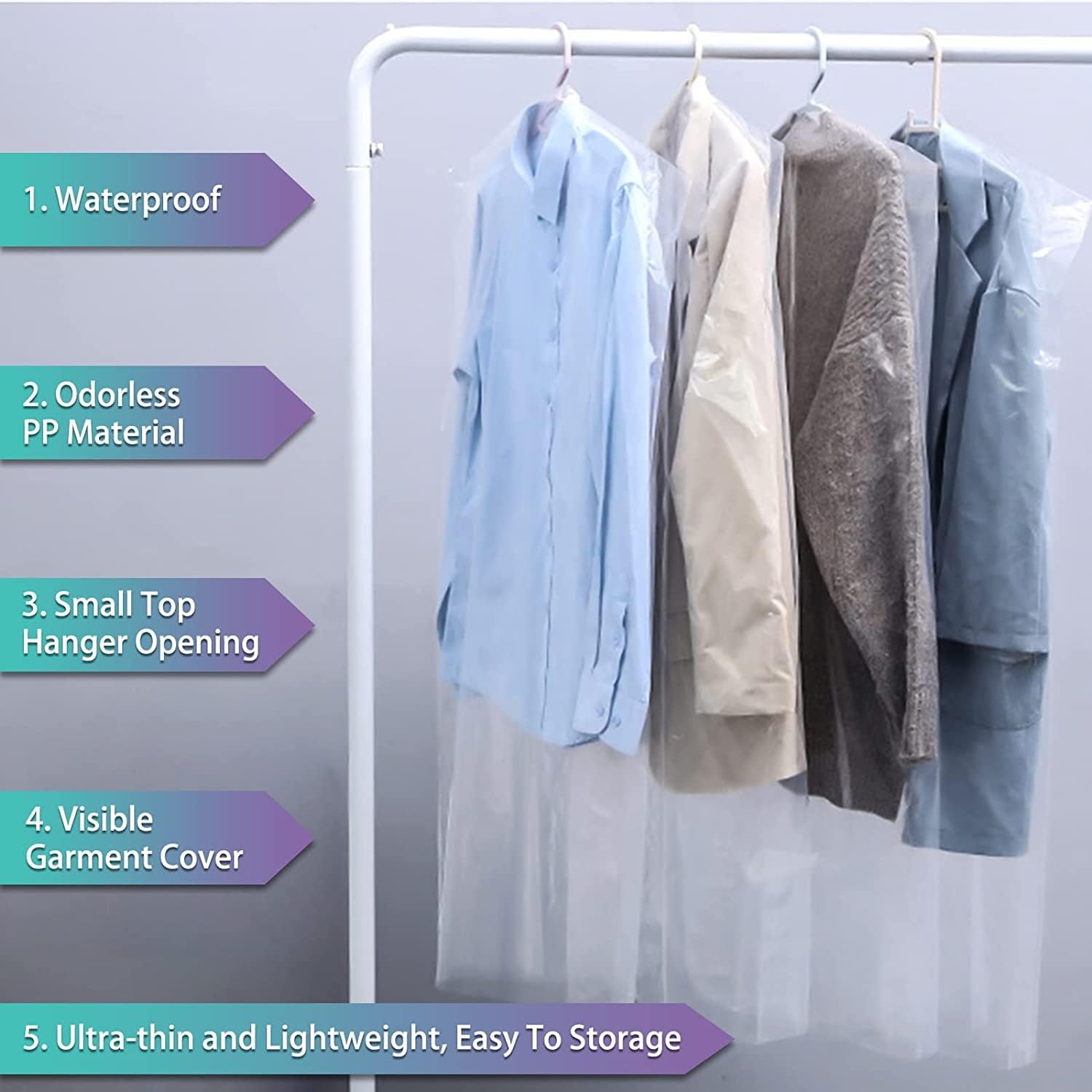 20Pcs Plastic Clear Garment Bags