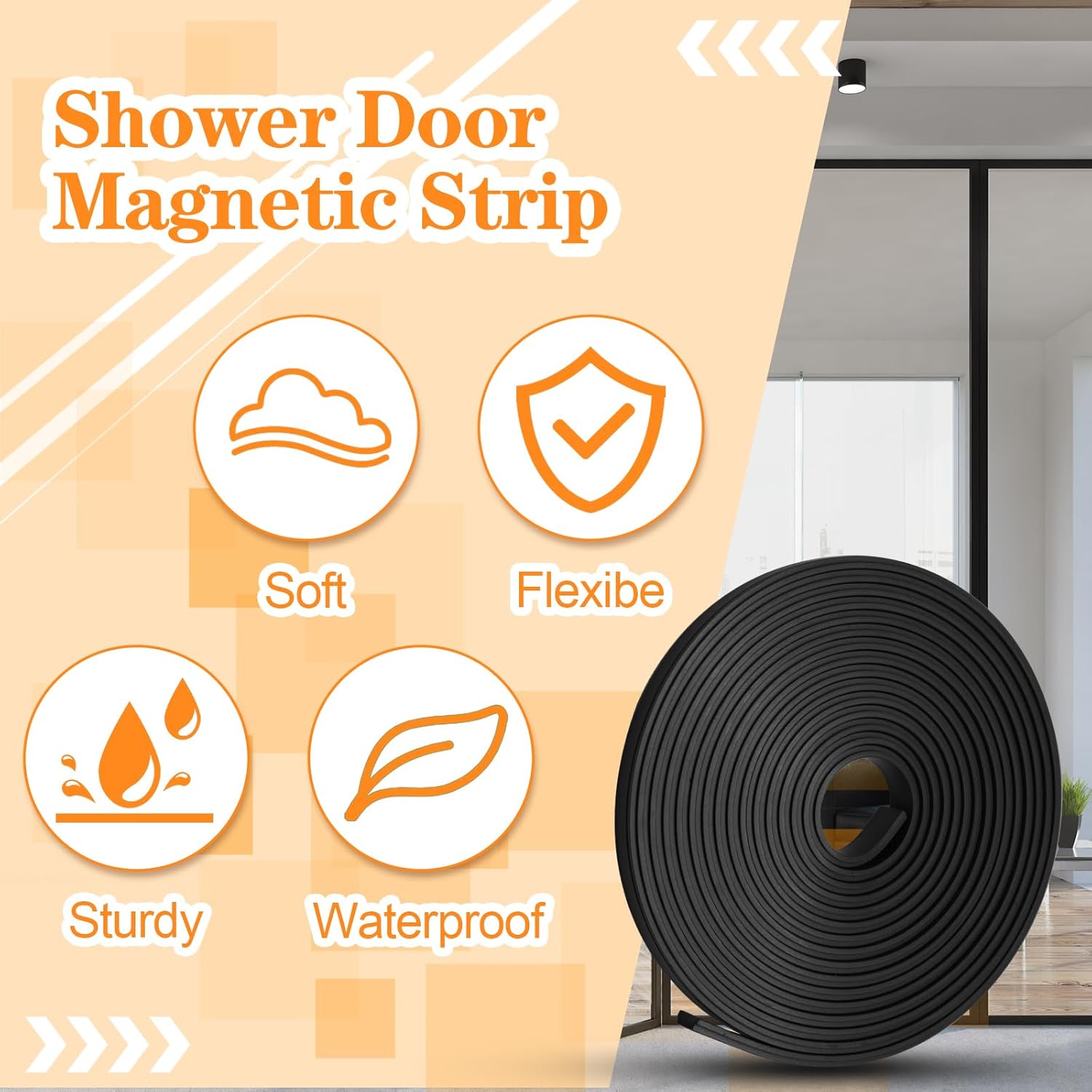 Biaungdo 134 Inch Flexible Shower Door Magnetic Strip