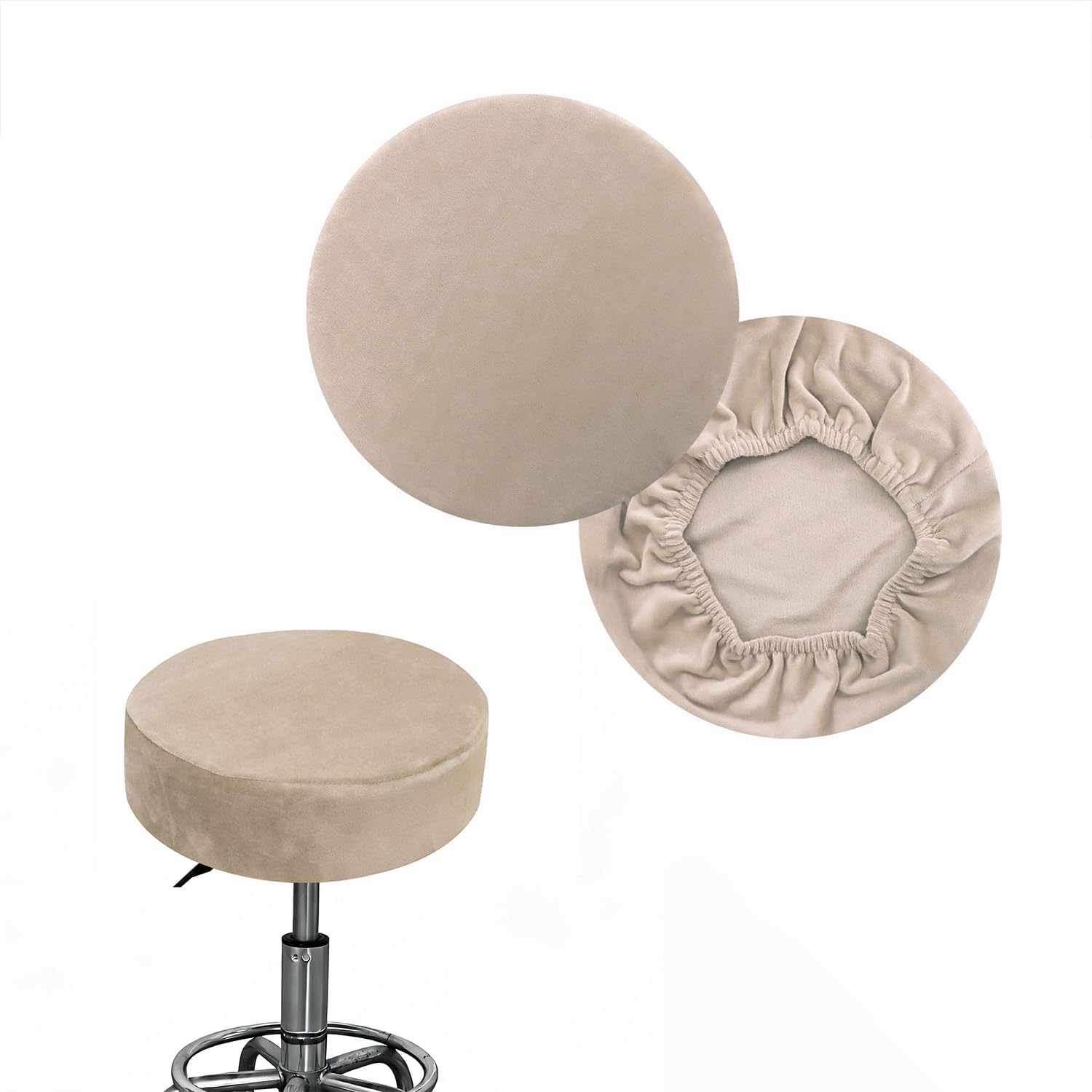 Round Bar Stool Covers Set of 2 Velvet Camel Stretch Large Round Counter Stool Seat Slipcovers 16-18" Washable Removable-Velvet Camel Round Bar Stool Covers Set of 2 Velvet Camel Stretch Large Round Counter Stool Seat Slipcovers 16-18" Washable Removable-Velvet Camel