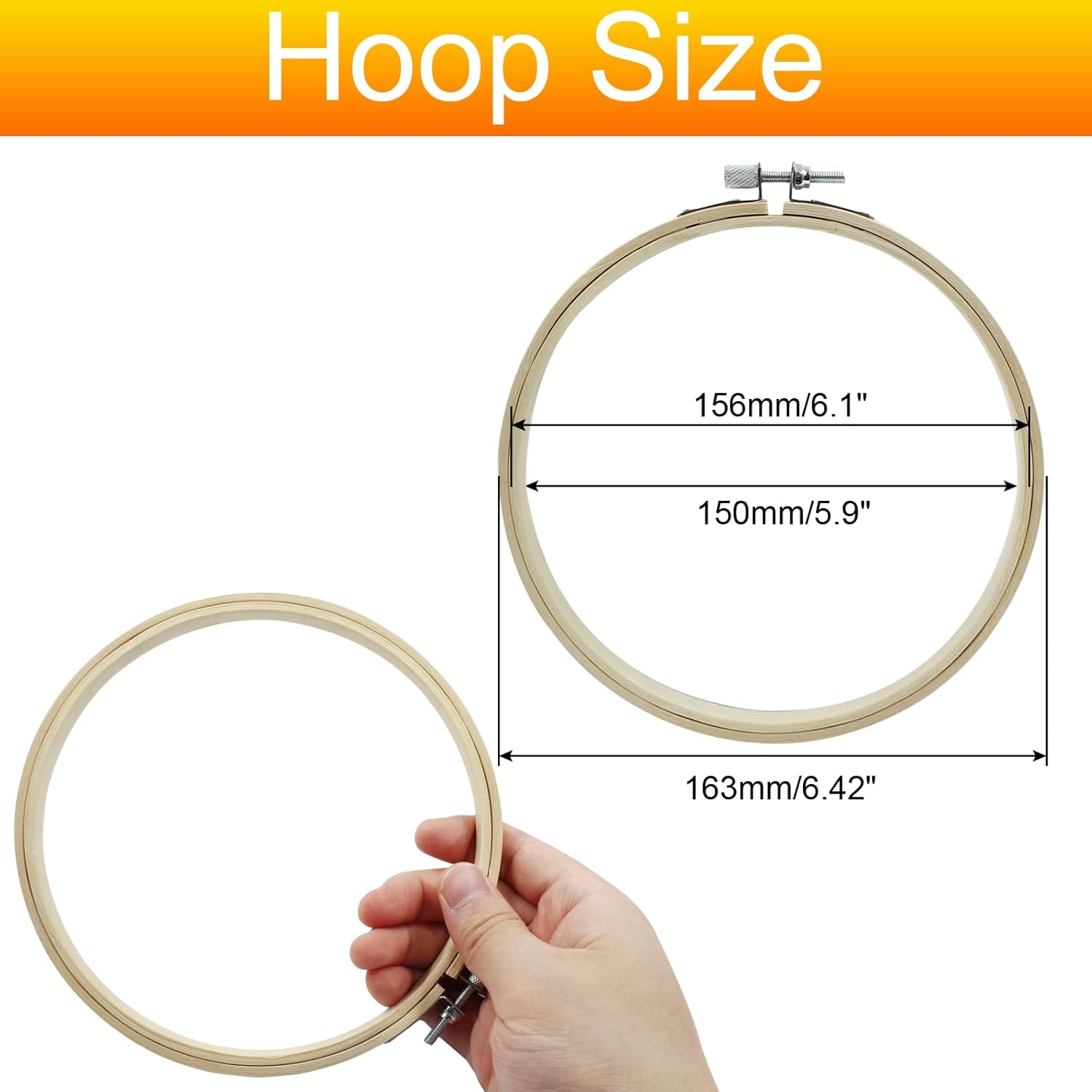 Biaungdo 6 Pieces 6 Inch Embroidery Hoops