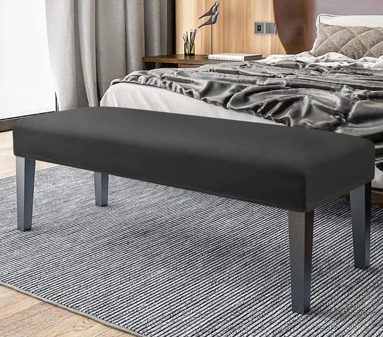 FORCHEER Dining Bench Cover Velvet Black Bench Slipcover for Living Room Rectangle 59inch Bench Seat Protector for Bedroom