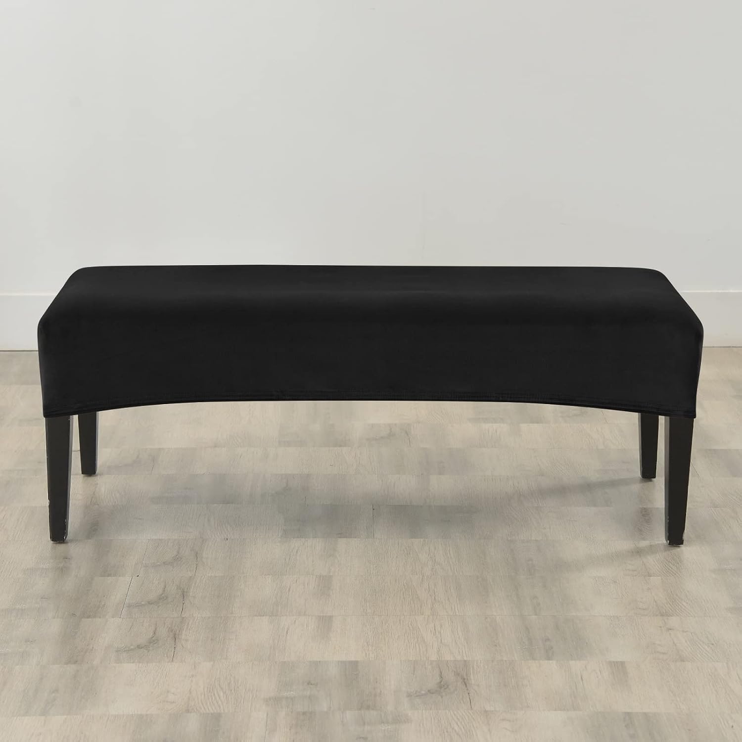 FORCHEER Dining Bench Cover Velvet Black Bench Slipcover for Living Room Rectangle 59inch Bench Seat Protector for Bedroom