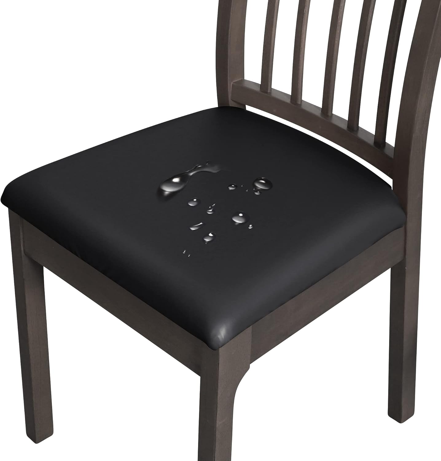 FORCHEER Waterproof PU Leather Chair Seat Covers Set of 4 Black Stretch Dining Room Chair seat Covers Kitchen Chair Seat Slipcovers 18inch Removable Washable FORCHEER Waterproof PU Leather Chair Seat Covers Set of 4 Black Stretch Dining Room Chair seat Covers Kitchen Chair Seat Slipcovers 18inch Removable Washable