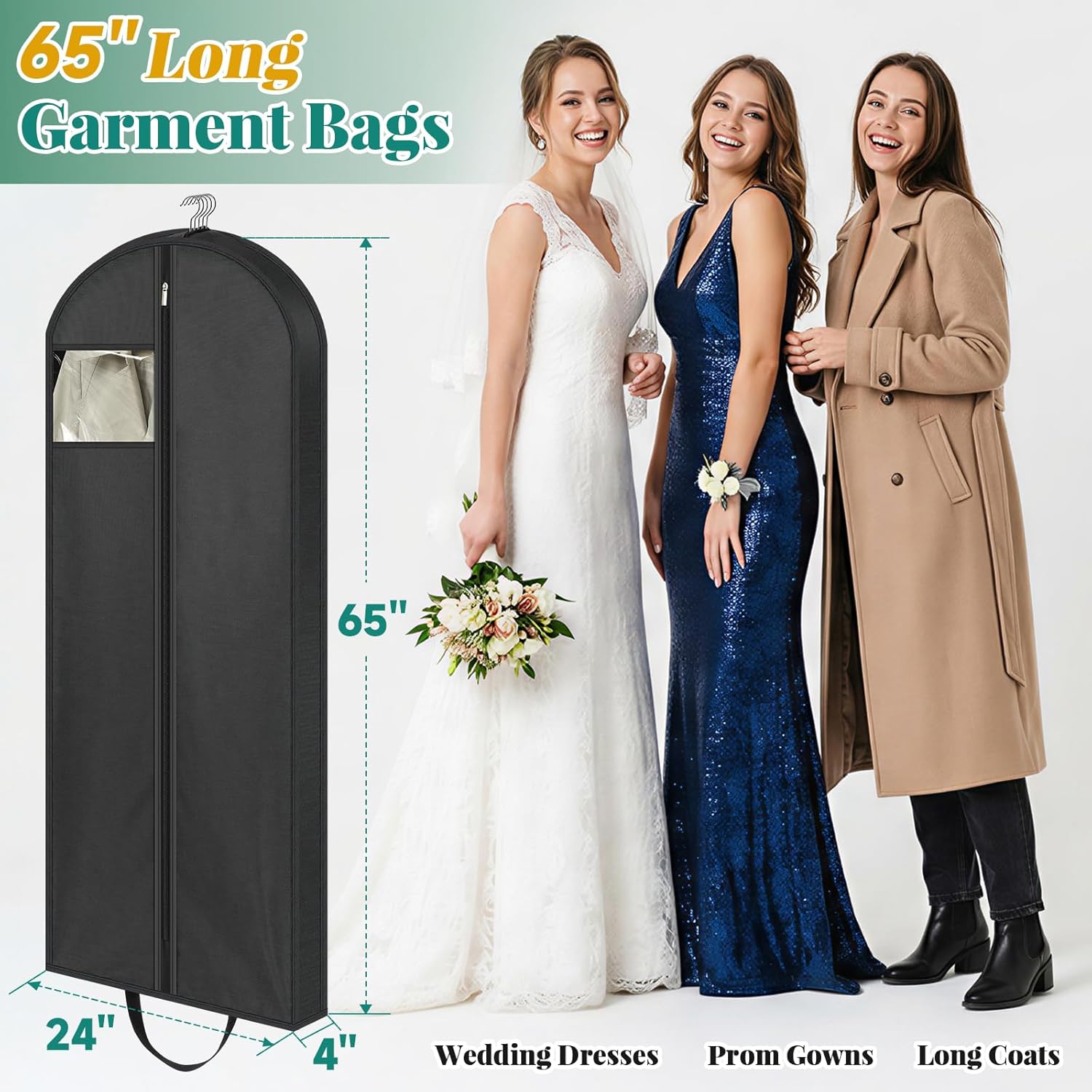 LANDNEOO 65" Long Garment Bags for Travel