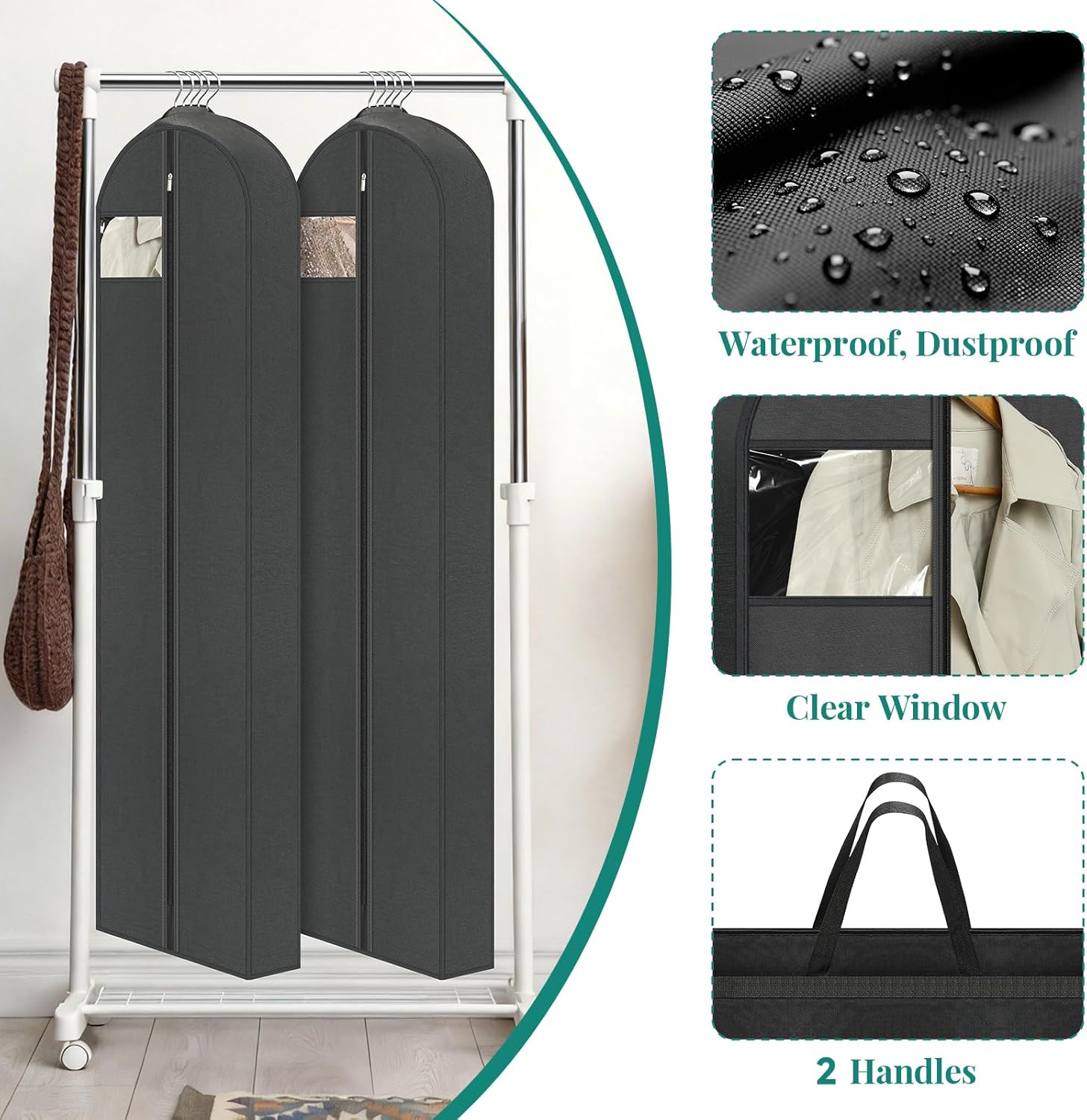 LANDNEOO 65" Long Garment Bags for Travel