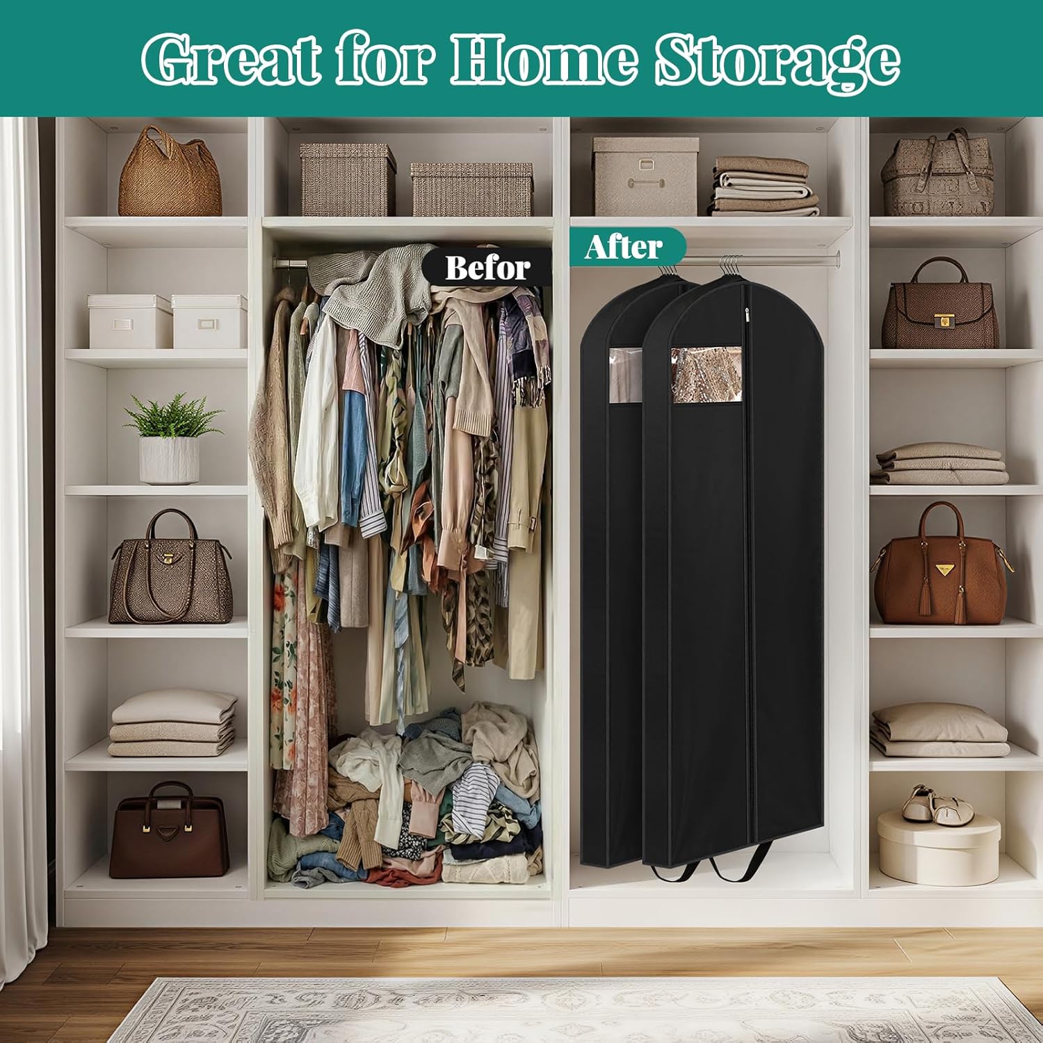 LANDNEOO 65" Long Garment Bags for Travel