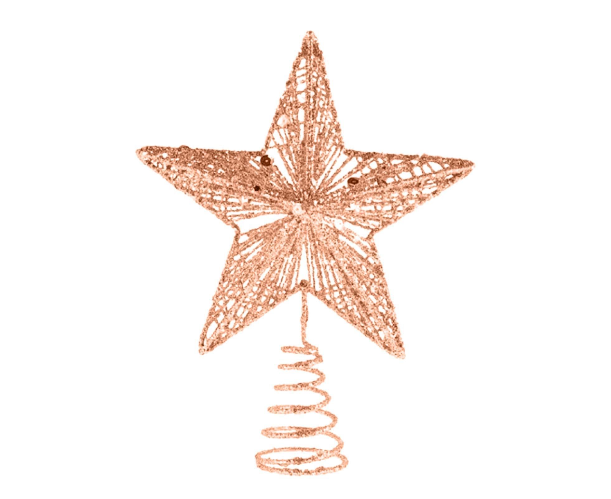 Christmas Ornament Eye-catching Shiny Surface Wrought Iron Rustic Christmas Tree Star Topper Ornament for Home-Rose Gold L Christmas Ornament Eye-catching Shiny Surface Wrought Iron Rustic Christmas Tree Star Topper Ornament for Home-Rose Gold L