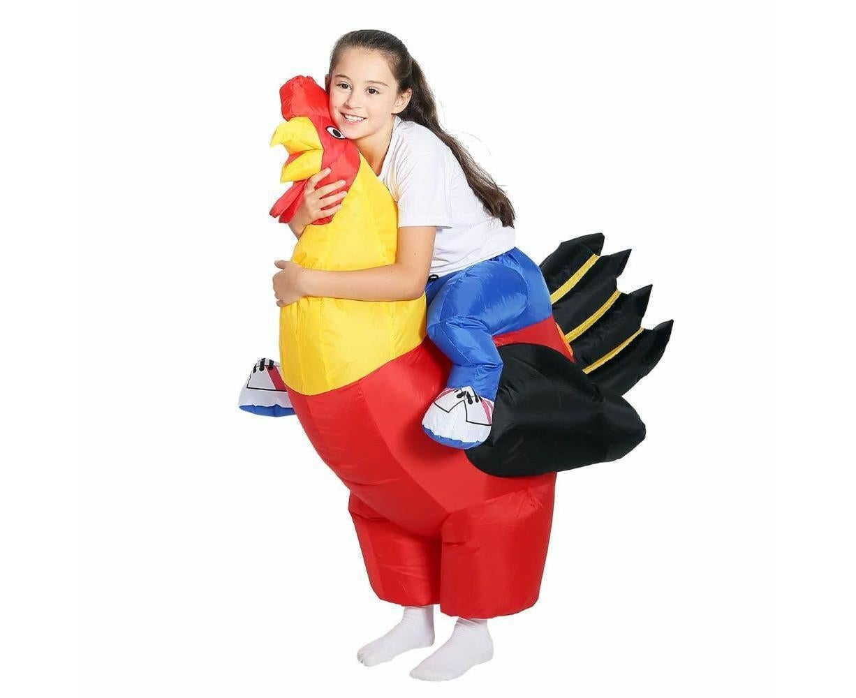 90-130cm Inflatable Christmas Rooster Halloween Costume Blow Up Suit Battery Power Cosplay Costume Christmas Party Babies size 90-130