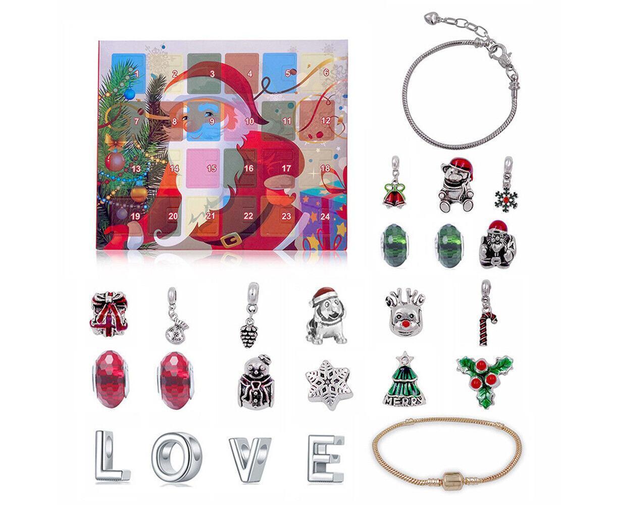 24PCS Bracelet Making Kit DIY Charm Pendants Earring Christmas Gifts Countdown Advent Calendar For Girls 24PCS Bracelet Making Kit DIY Charm Pendants Earring Christmas Gifts Countdown Advent Calendar For Girls