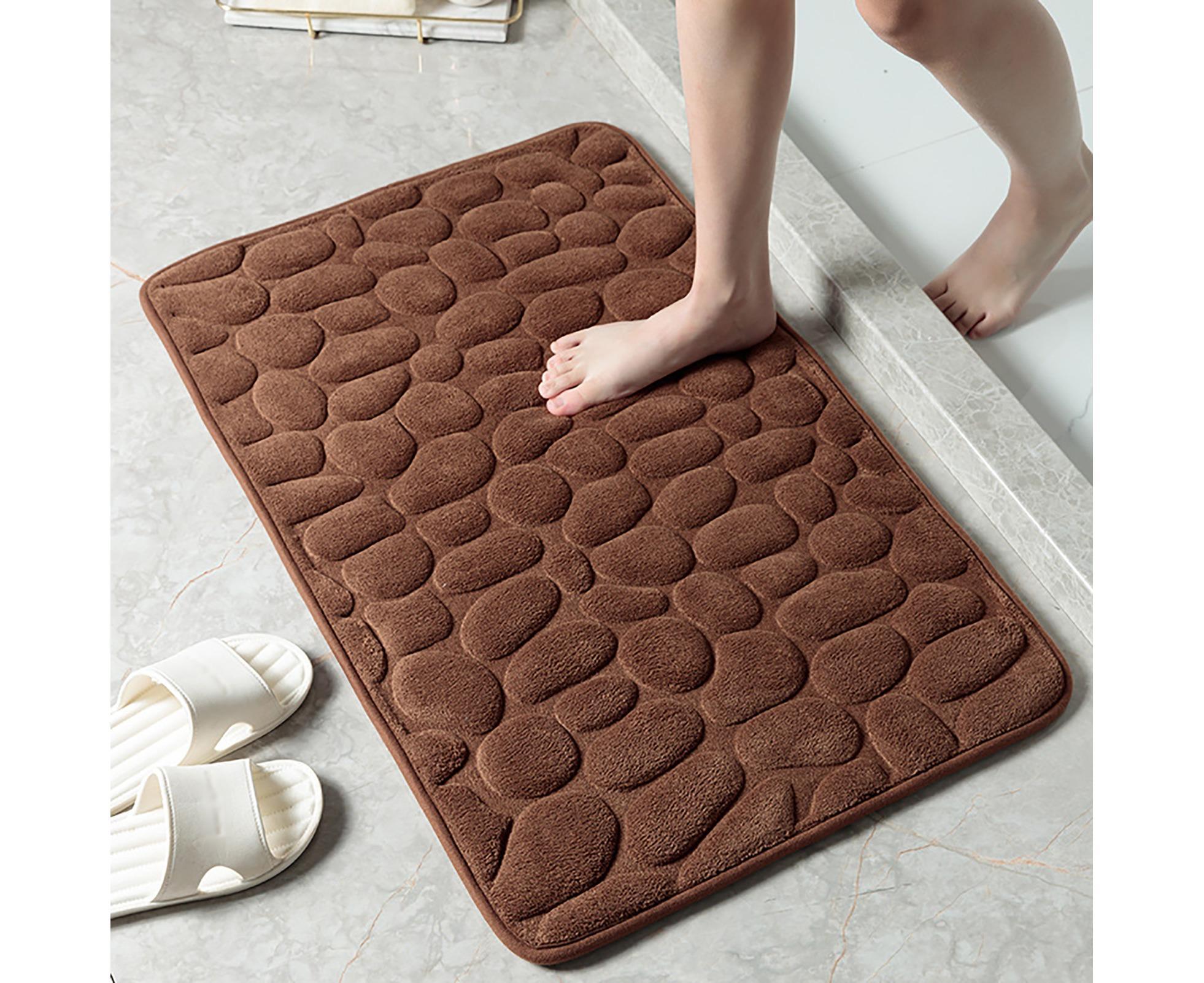 Floor Rugs Easy Clean Water Absorbent Solid Color Anti-slip Entrance Door Bath Mat for Home-Coffee 50*80cm