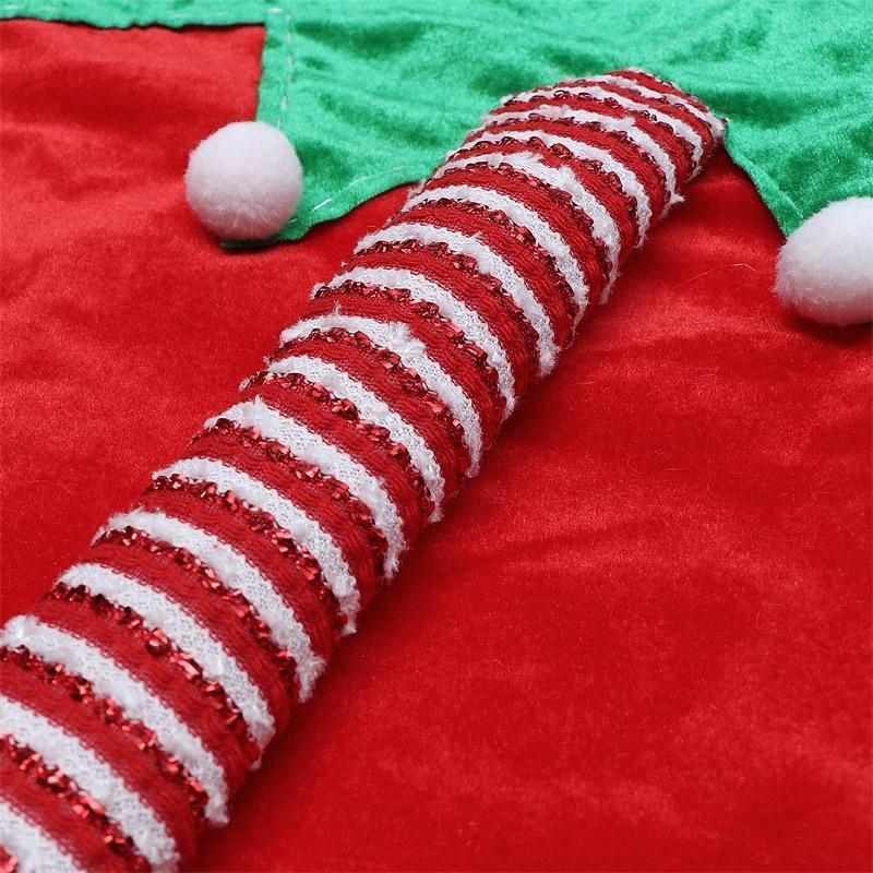 48 Inch Elf Christmas Tree Skirt with Candy Striped Legs and Wavy Trim