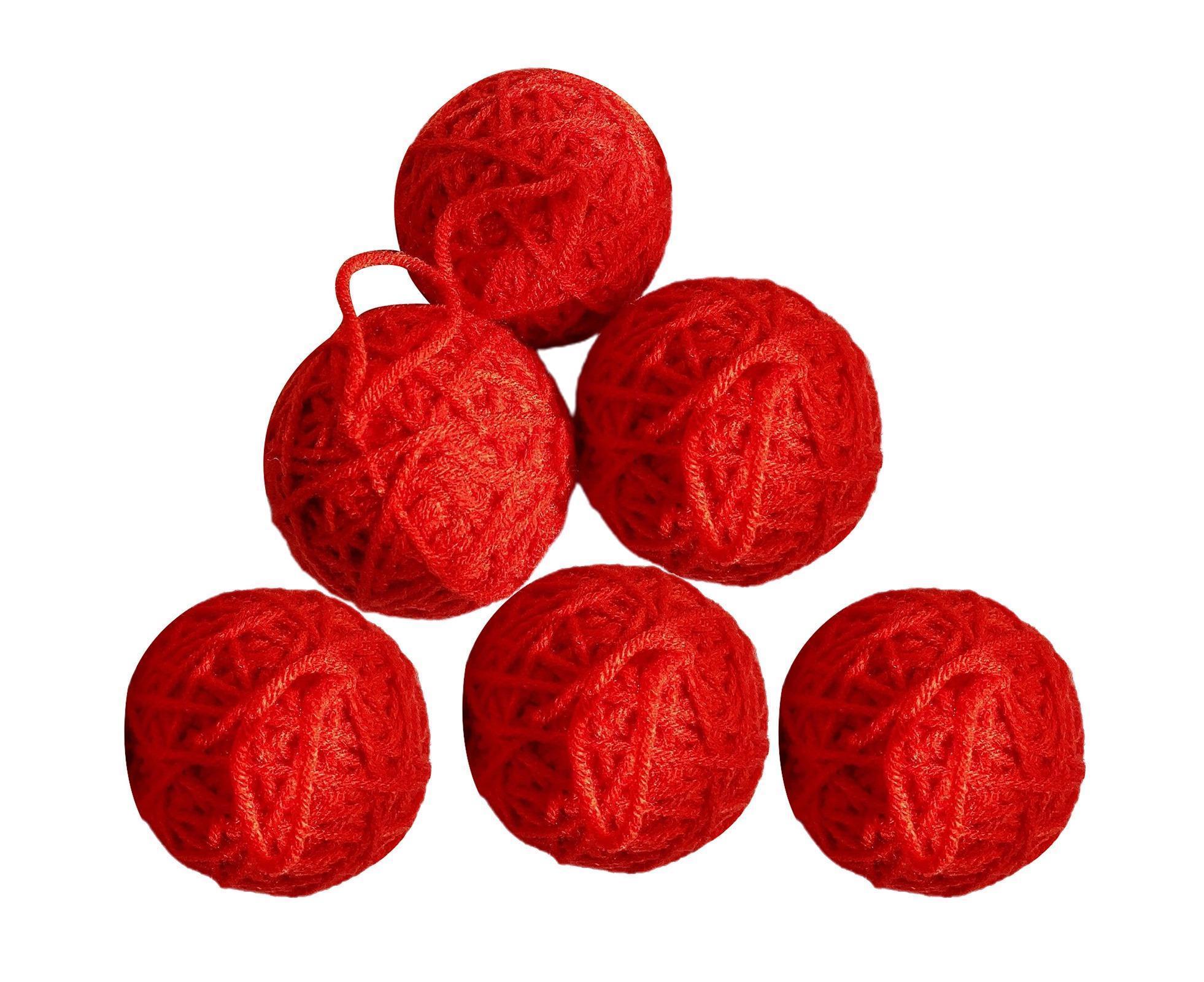 6Pcs Christmas Ball Ornament Handmade Soft Texture Decorate Foam Floral Bouquet Wool Winding Ball for Christmas - Red 6Pcs Christmas Ball Ornament Handmade Soft Texture Decorate Foam Floral Bouquet Wool Winding Ball for Christmas - Red