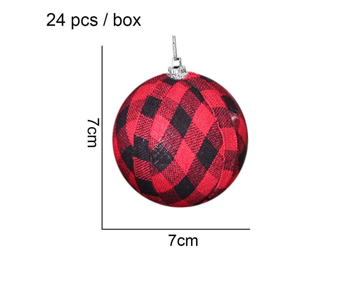 Plaid Ball Ornaments Christmas Decor Fabric Wrapped Balls Xmas Holiday For Home Decoration