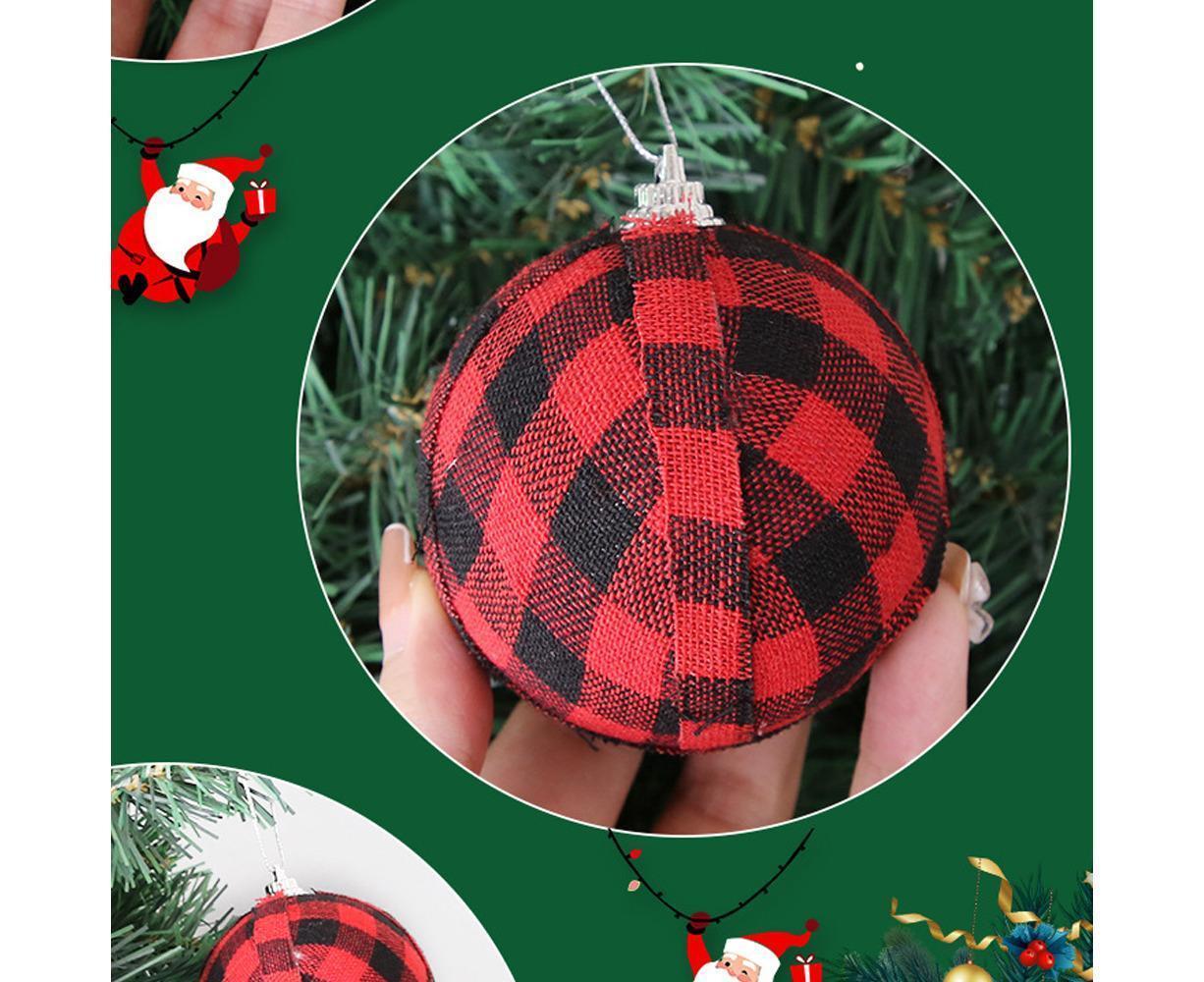 Plaid Ball Ornaments Christmas Decor Fabric Wrapped Balls Xmas Holiday For Home Decoration