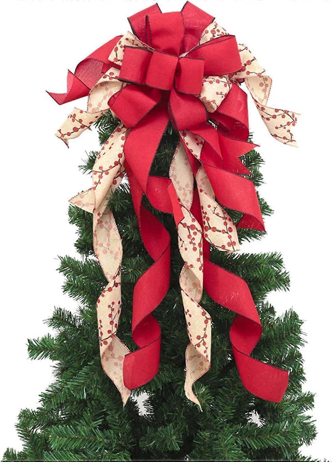 Red Plaid Burlap Christmas Tree Decoration Large Bow Christmas Tree Decoration for Indoor or Outdoor Red Plaid Burlap Christmas Tree Decoration Large Bow Christmas Tree Decoration for Indoor or Outdoor