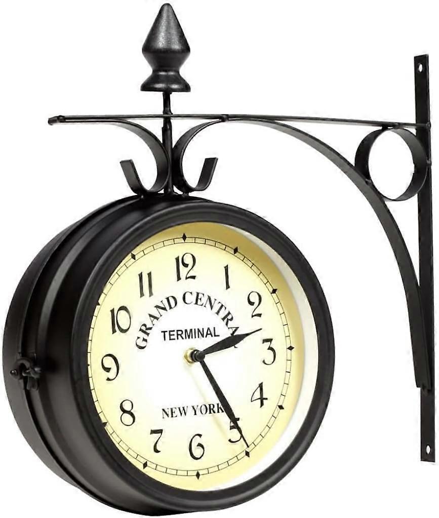 Wall Clock Wrought Iron Garden Clock Station Clock 2-sided Handmade Grand Central Terminal New York