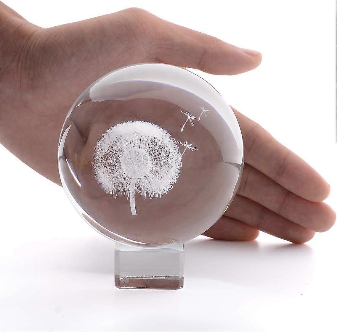 3D Dandelion Crystal Ball PaperweightLaser Engraved Glass Sphere Display Globe Meditation Ball Home Decor with Crystal Stand 3D Dandelion Crystal Ball PaperweightLaser Engraved Glass Sphere Display Globe Meditation Ball Home Decor with Crystal Stand