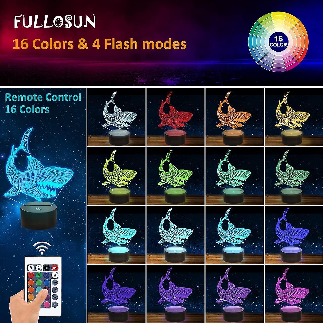 Shark 3D Illusion Night Light Animal Touch Table Desk Lamp