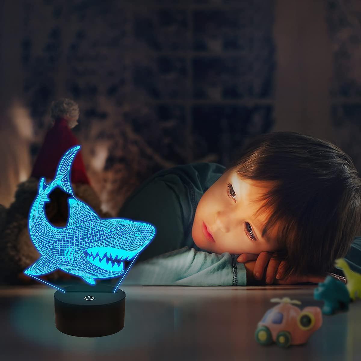 Shark 3D Illusion Night Light Animal Touch Table Desk Lamp