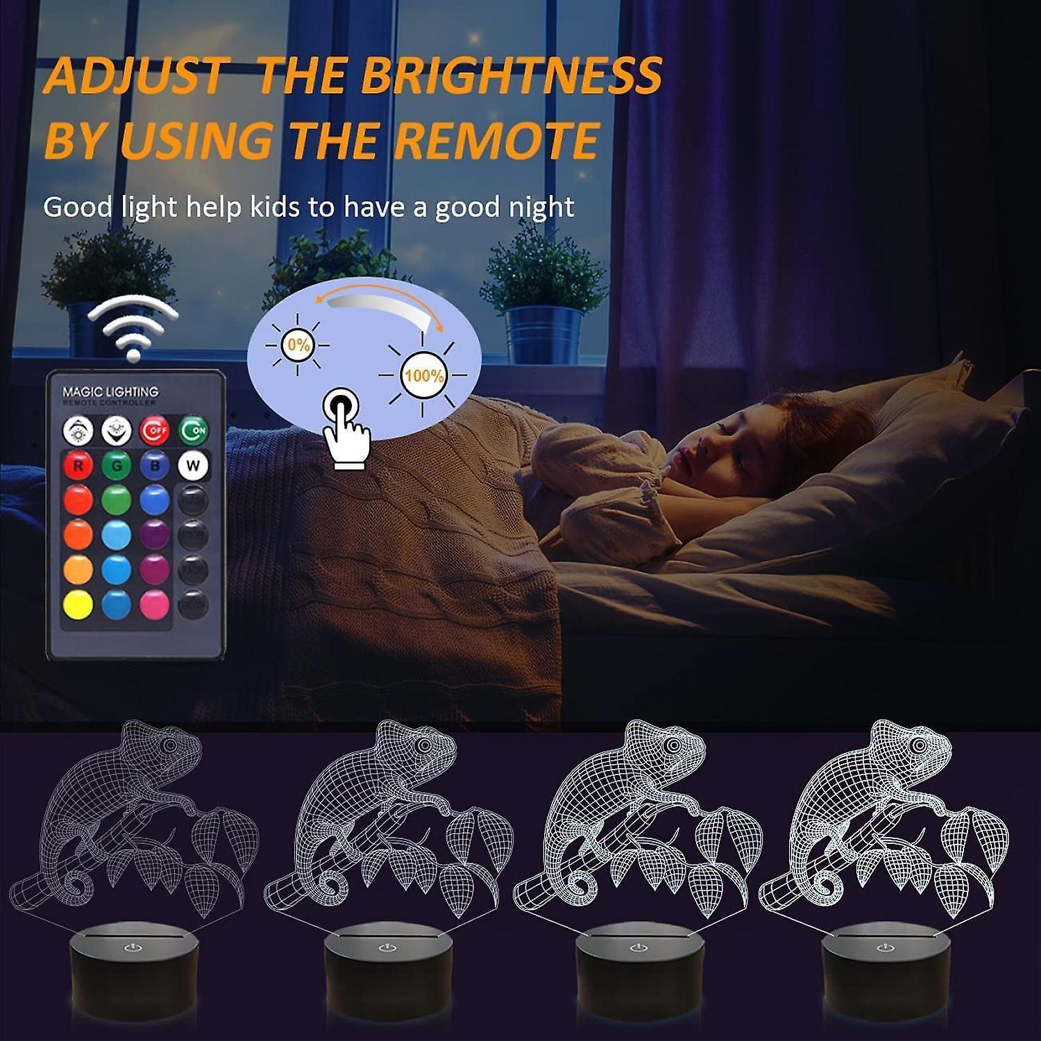 Chameleon Animal 3D Night Light Illusion Lamp for