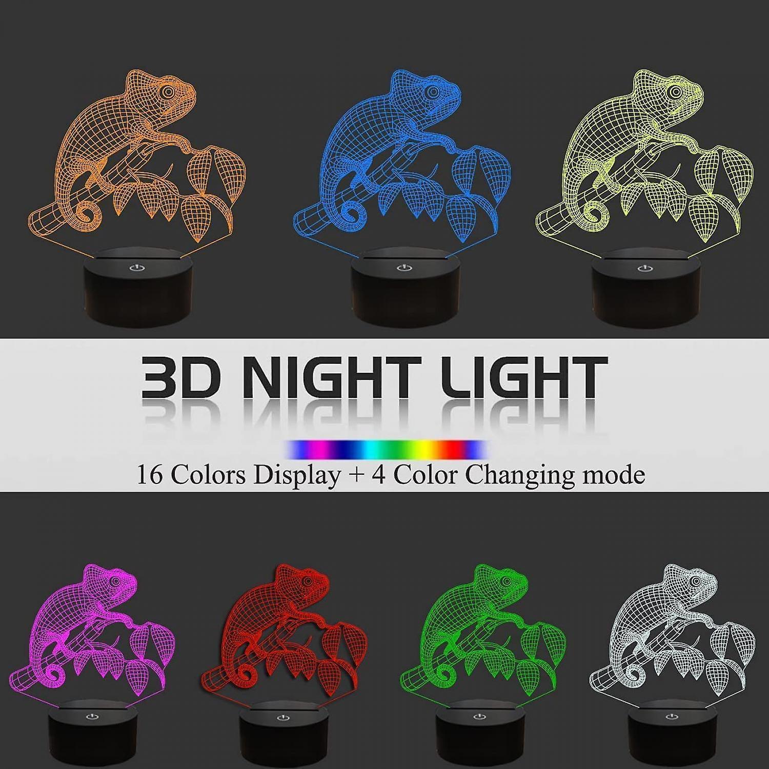 Chameleon Animal 3D Night Light Illusion Lamp for