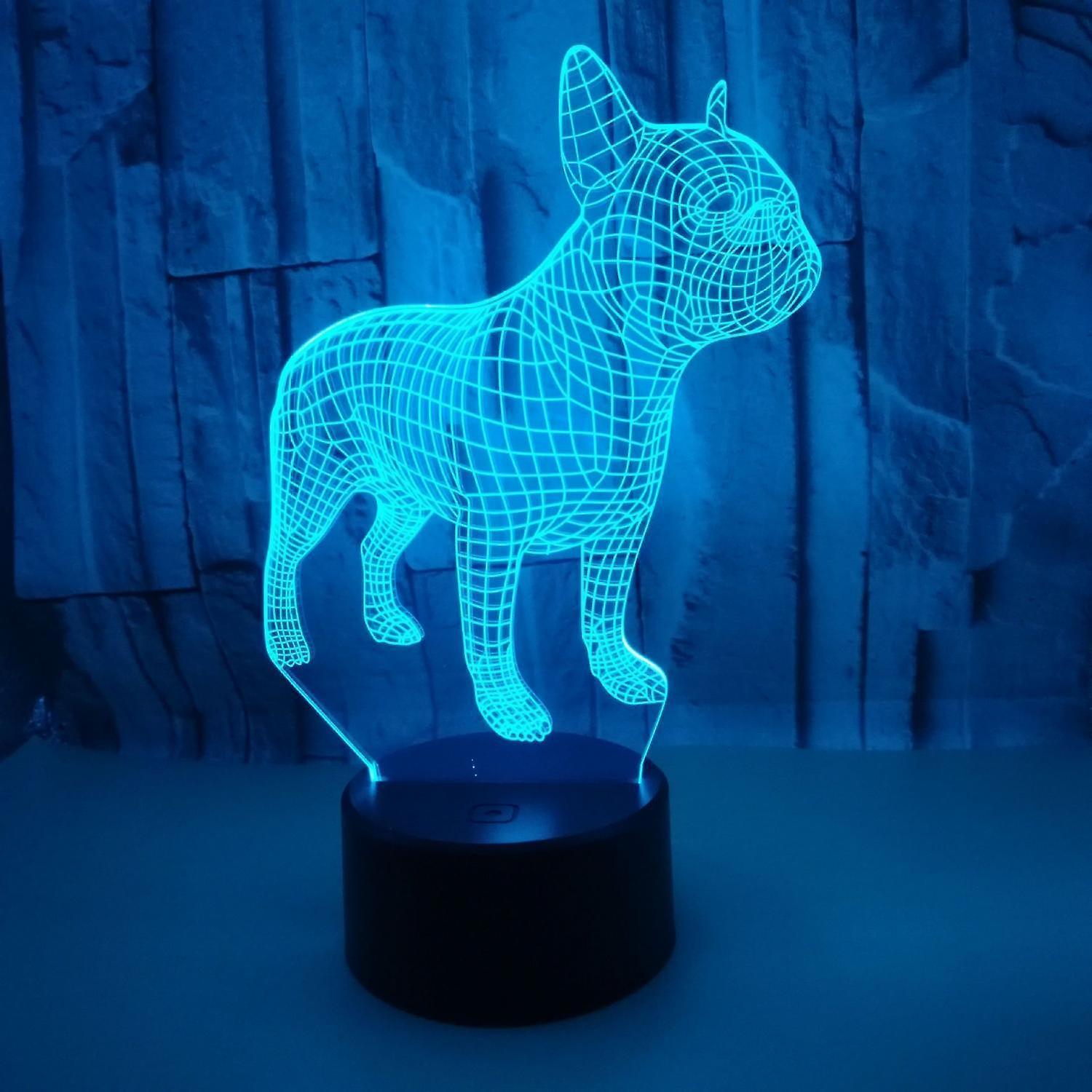 JUSCH 3D Bulldog Night Light 16 Colors Changing Optical Illusion Lamp with Remote Birthday Valentine's Day Gift Idea for babies Boys Girls B091-182