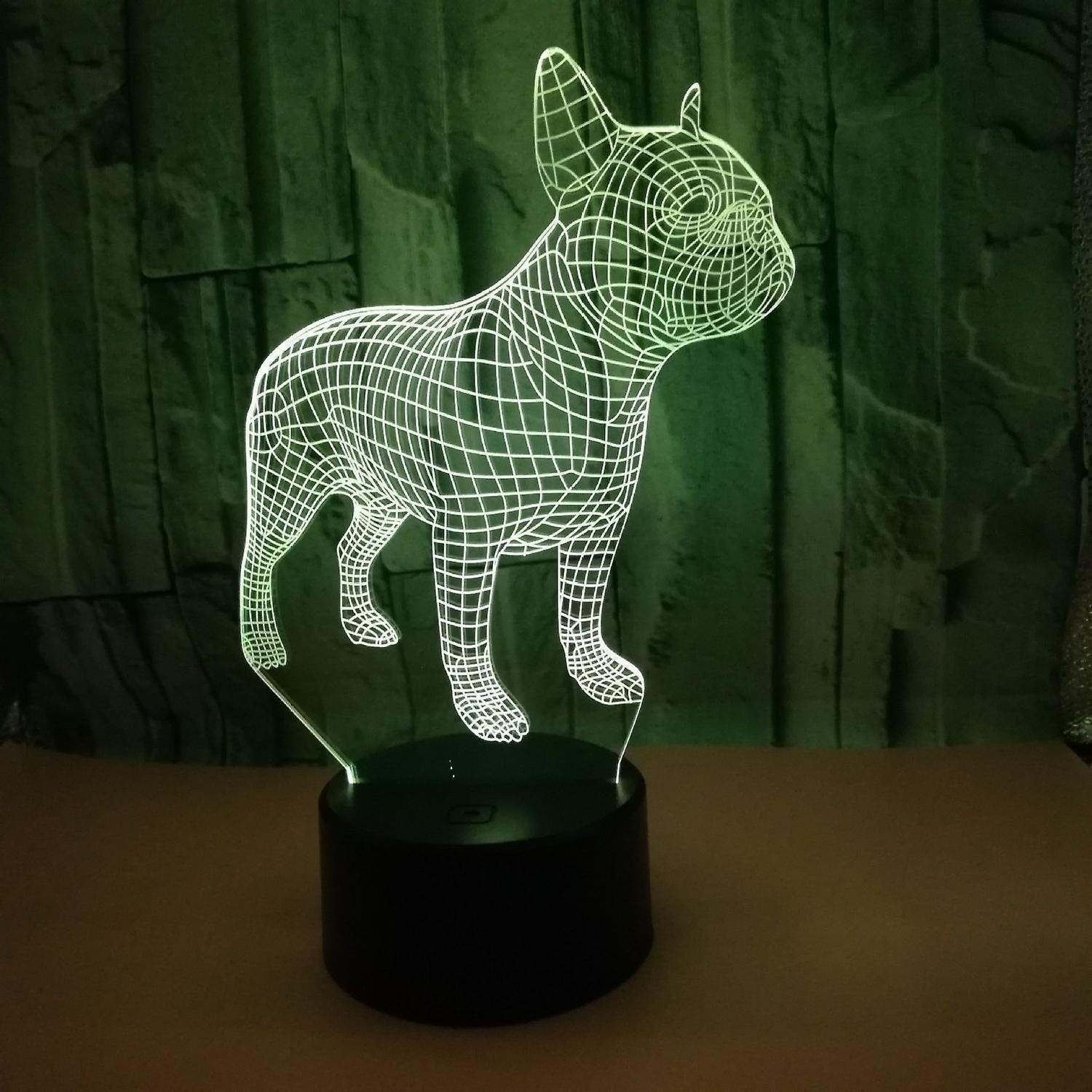 JUSCH 3D Bulldog Night Light 16 Colors Changing Optical Illusion Lamp with Remote Birthday Valentine%27s Day Gift Idea for babies Boys Girls B091-182