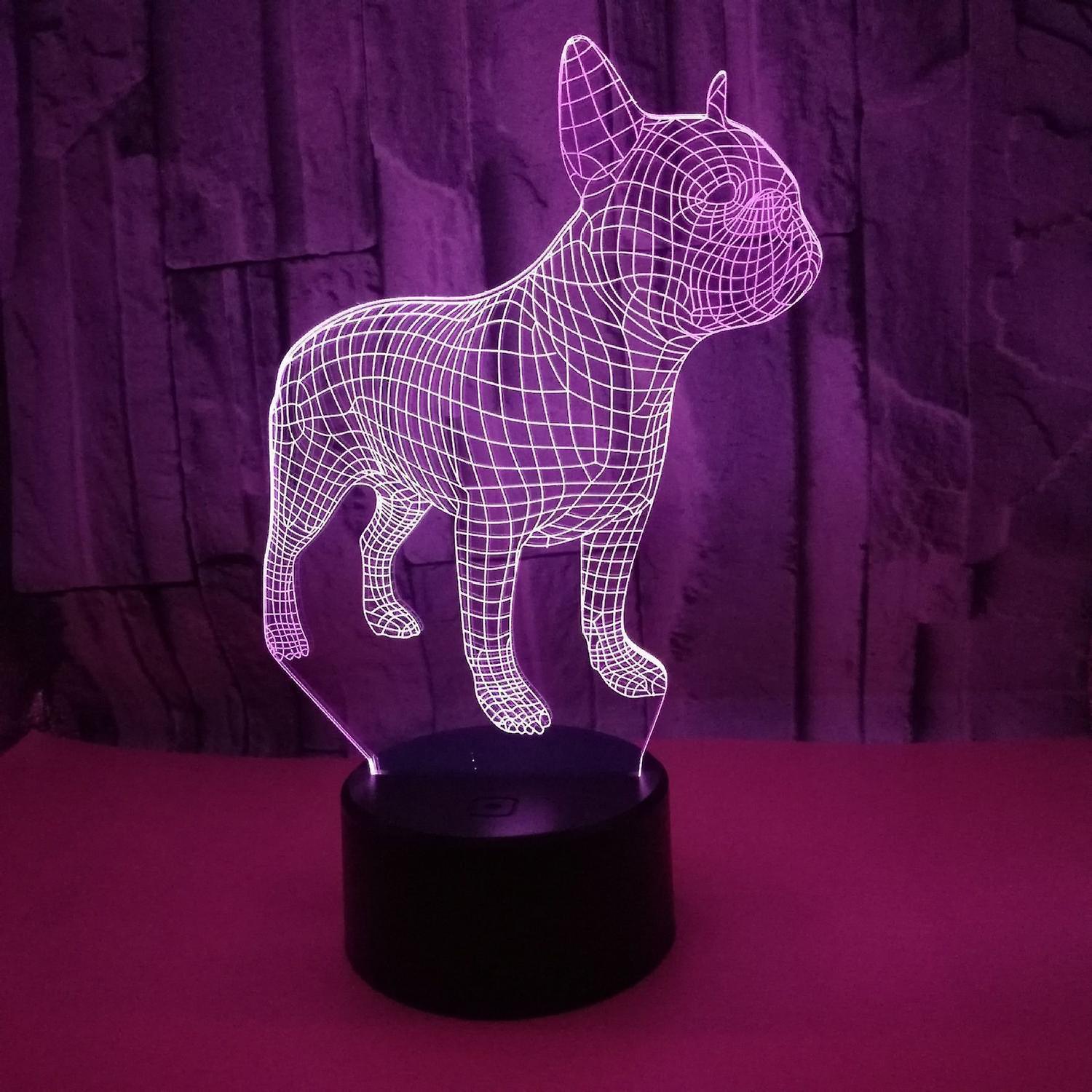 JUSCH 3D Bulldog Night Light 16 Colors Changing Optical Illusion Lamp with Remote Birthday Valentine%27s Day Gift Idea for babies Boys Girls B091-182