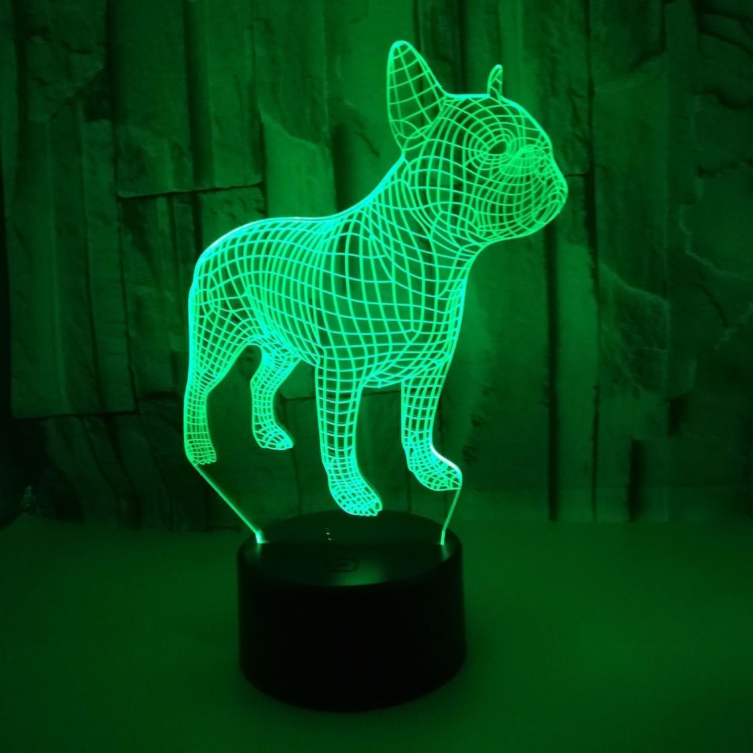 JUSCH 3D Bulldog Night Light 16 Colors Changing Optical Illusion Lamp with Remote Birthday Valentine%27s Day Gift Idea for babies Boys Girls B091-182
