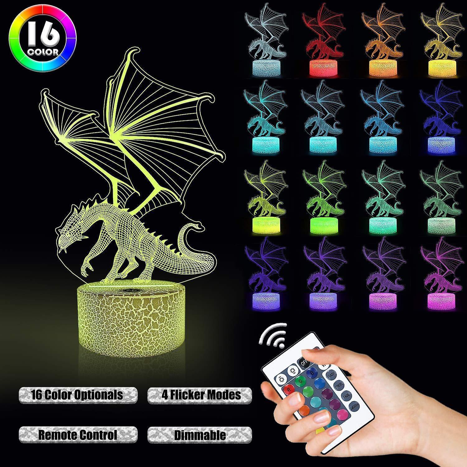 3D Dragon Lamp Night Light 3D Illusion lamp 16 Color
