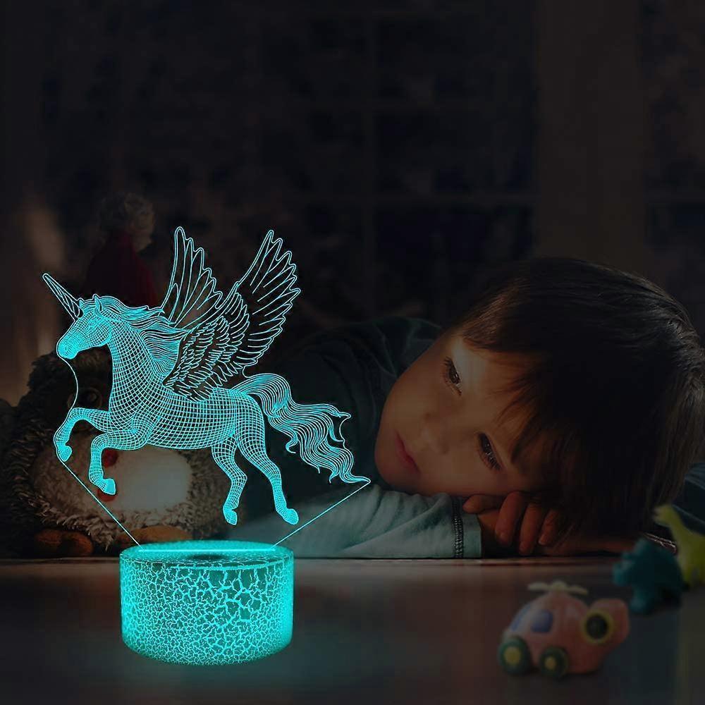 Unicorn Gifts for Grils3D Illusion Night Light Bedside Lamp wtih Remote Control 16 Colors Changing Dim Function