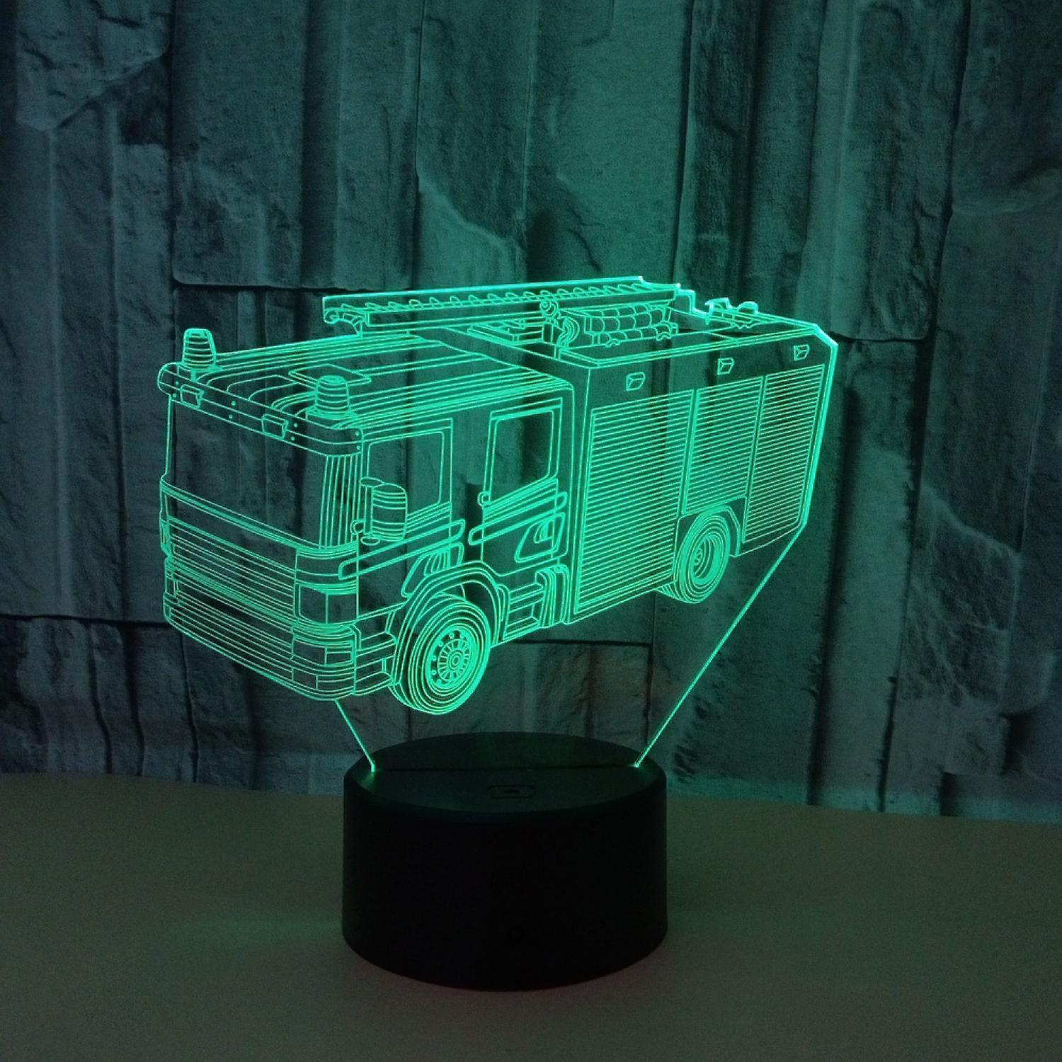 3D Night Light Fire Fighting Illusion Lamp with Re