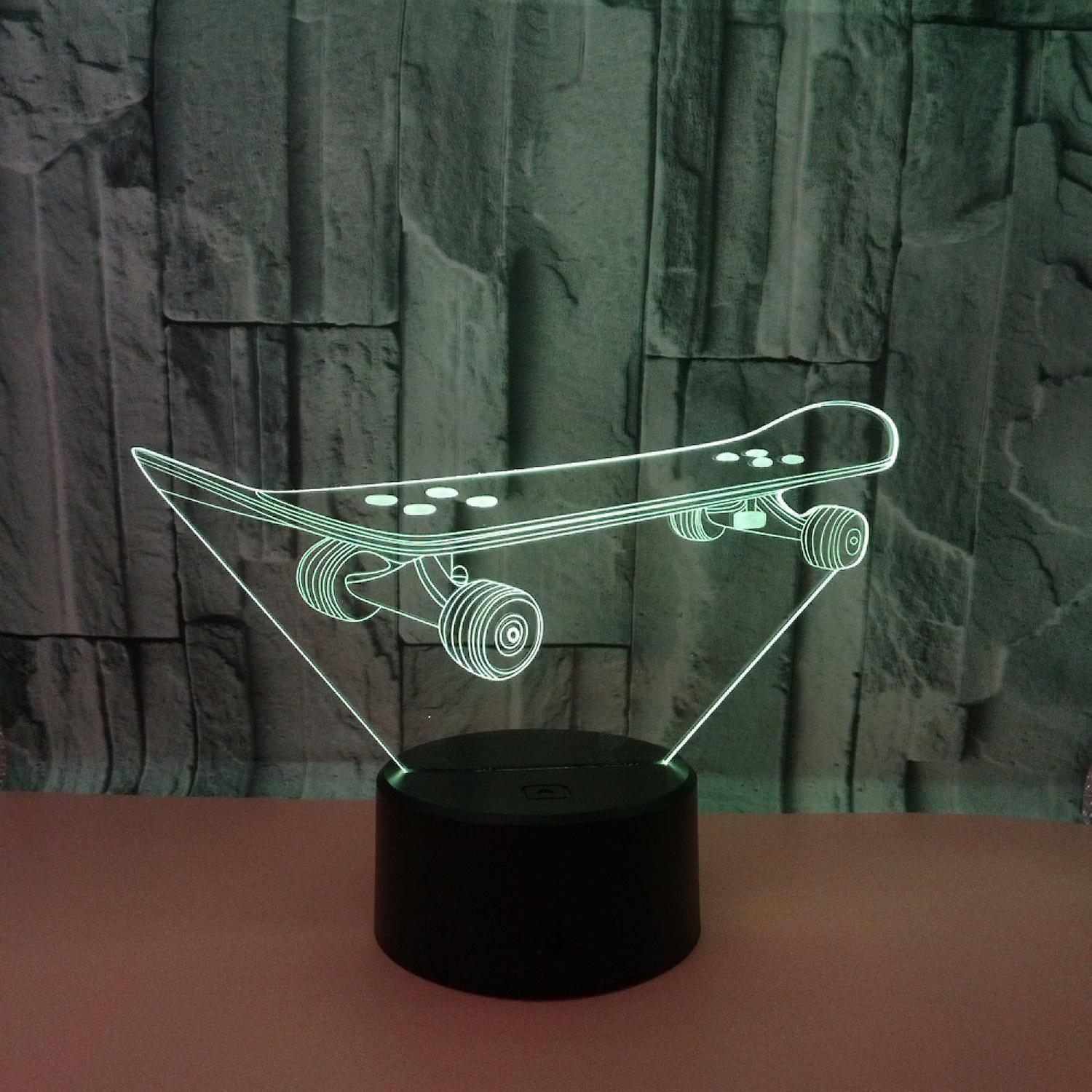 3D Optical Illusion Skateboard Sensor Night Light