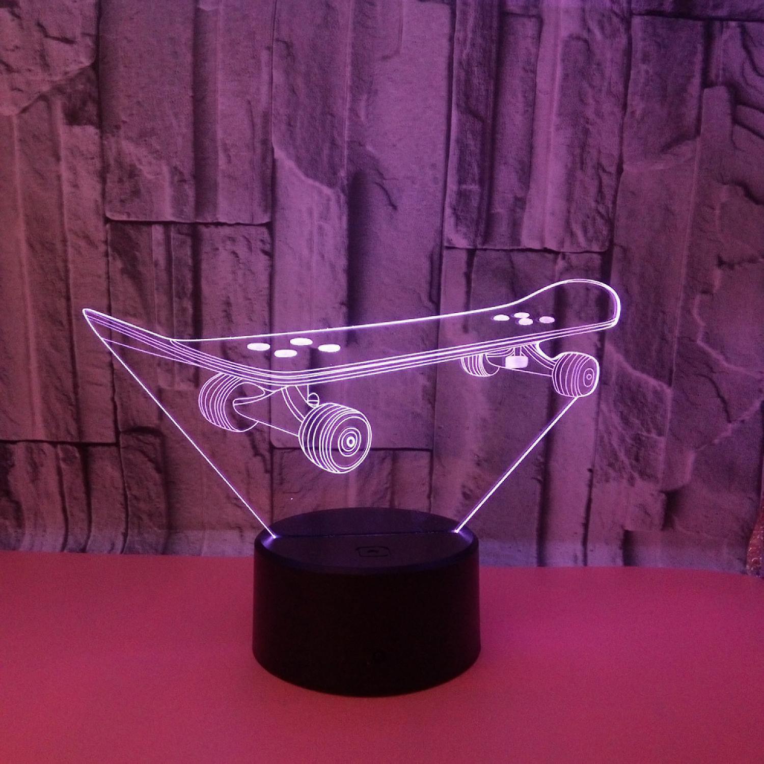 3D Optical Illusion Skateboard Sensor Night Light