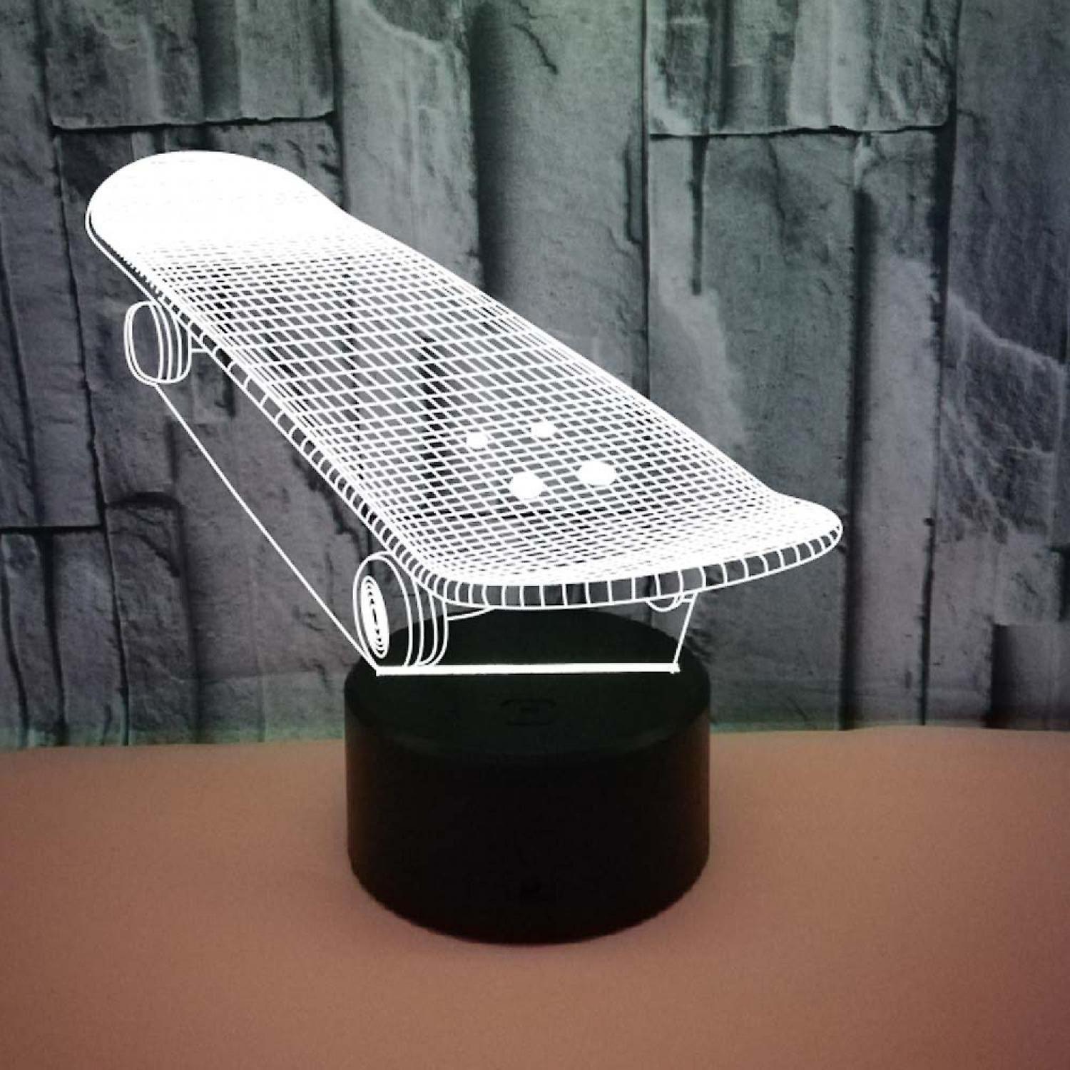 3D Optical Illusion Skateboard Sensor Night Light
