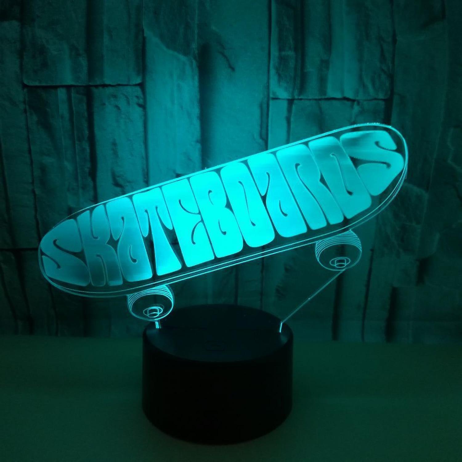 3D Optical Illusion Skateboard Sensor Night Light